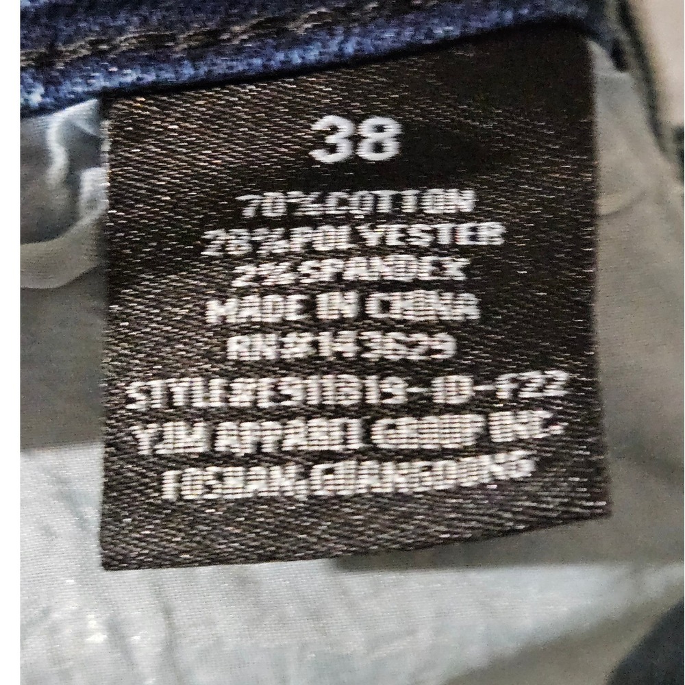 Encrypted Denim Shorts Mens 38 Blue Acid Wash Distressed Biker E911819-ID-F22 - Picture 7 of 7